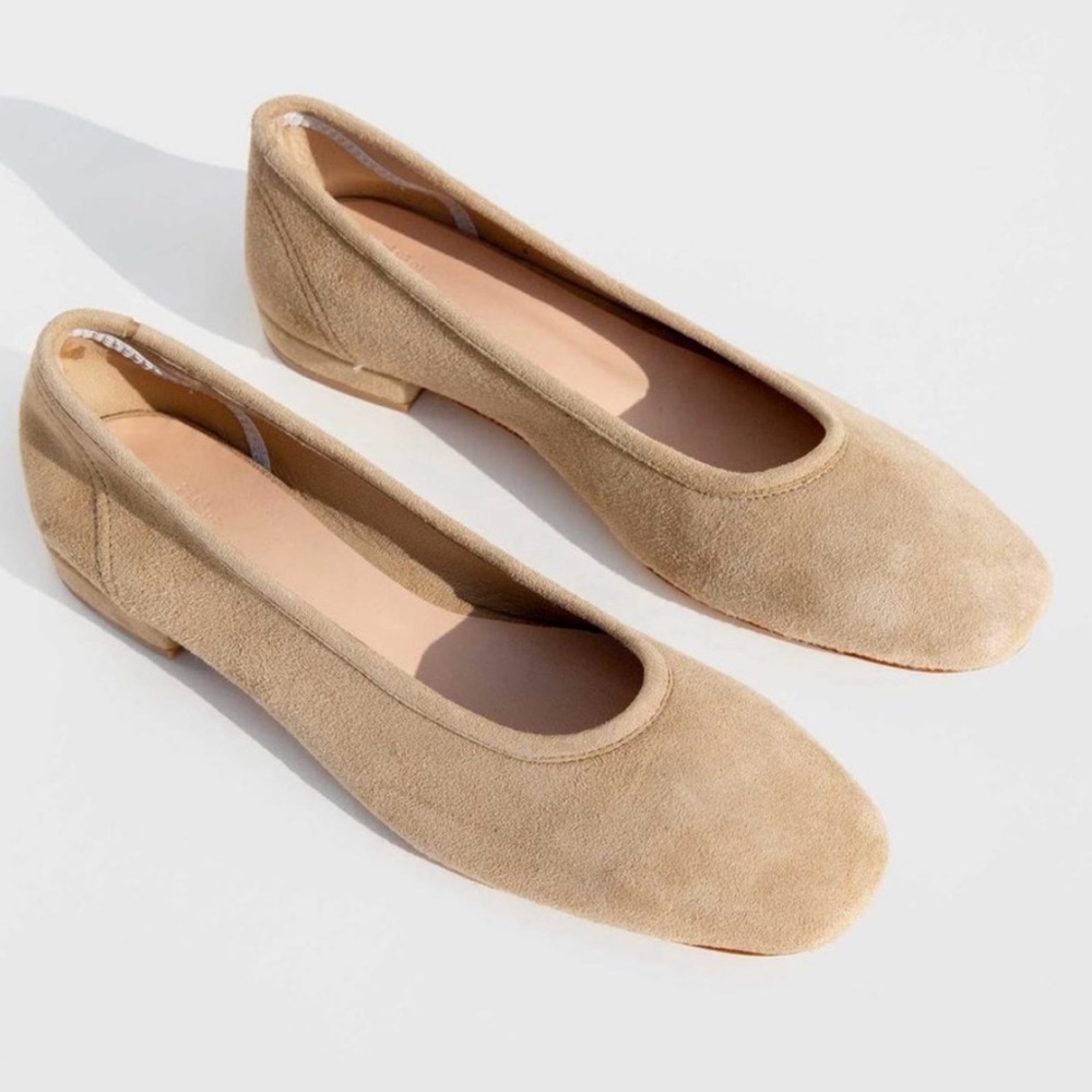 Maryam Nassir Zadeh Buff Suede Serafina Ballet Flats